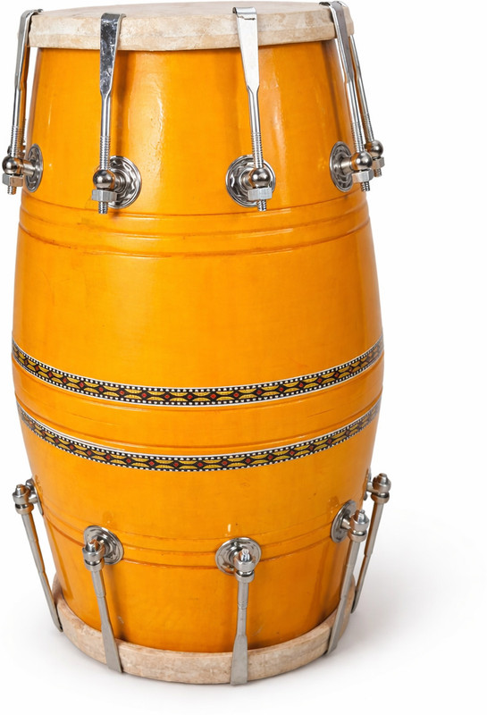 rdh Premium & Traditional Wooden Dholak | 17 inches | For Puja & Folk Music | Nut & Bolts Dholak(Orange)