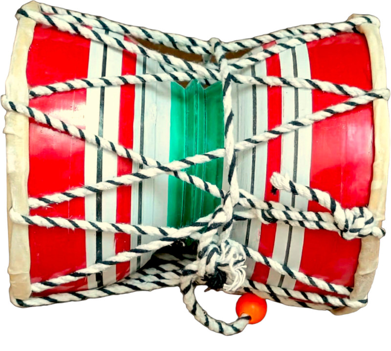 Mayur Musical Dholak Deru for Kids Shiva Damru Big Size Musical instruments Rope & Rings Dholki(Multicolor)