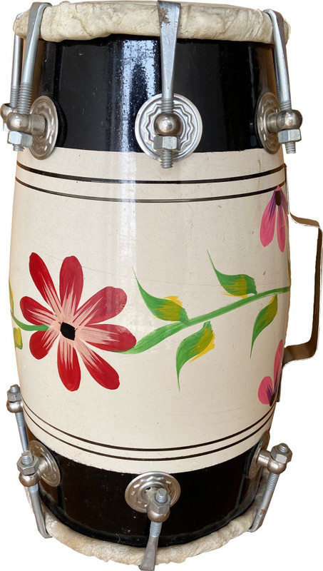 AMROHA White flower-009-009 F-1 Nut & Bolts Dholak(Multicolor)