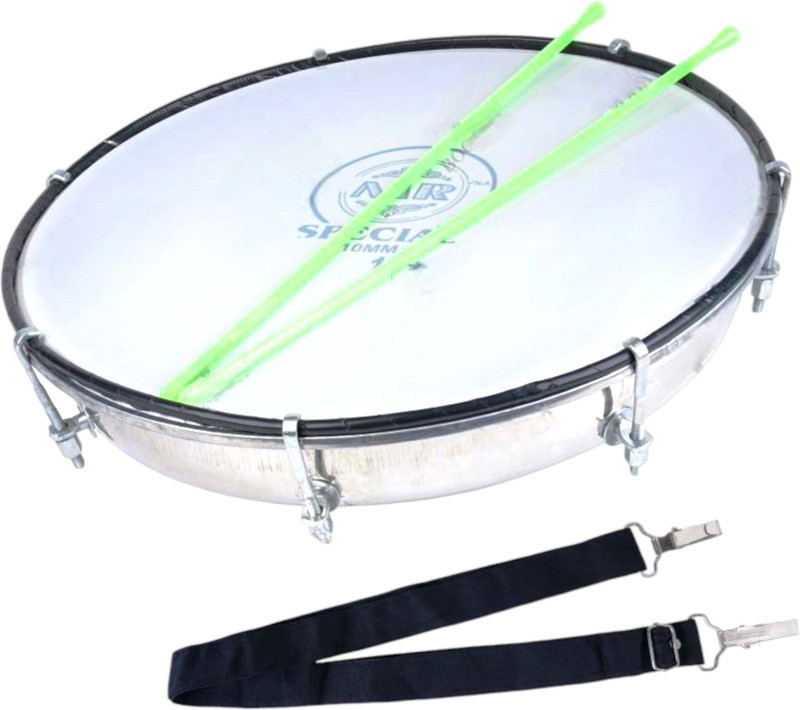 Mayur Musical Tasha Drum/Dhol with Tasha Sticks and Belt 12 Inch Premium Quality Percussion Nut & Bolts Dholak(Silver)