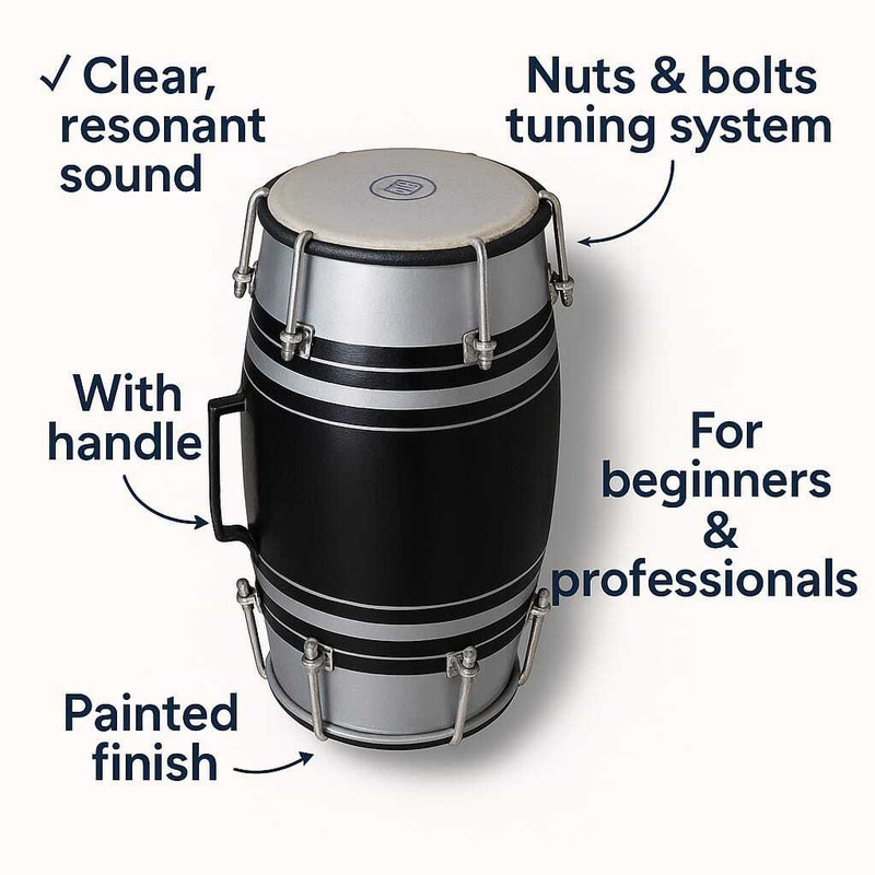 labina Baby Dholak for Beginners & Professional | Traditional Indian Hand Drum. Nut & Bolts Dholak(Multicolor)