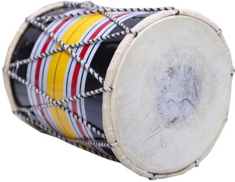 KHALSA MUSICAL Baby Dholak 164 Rope & Rings Dholki(Multicolor)