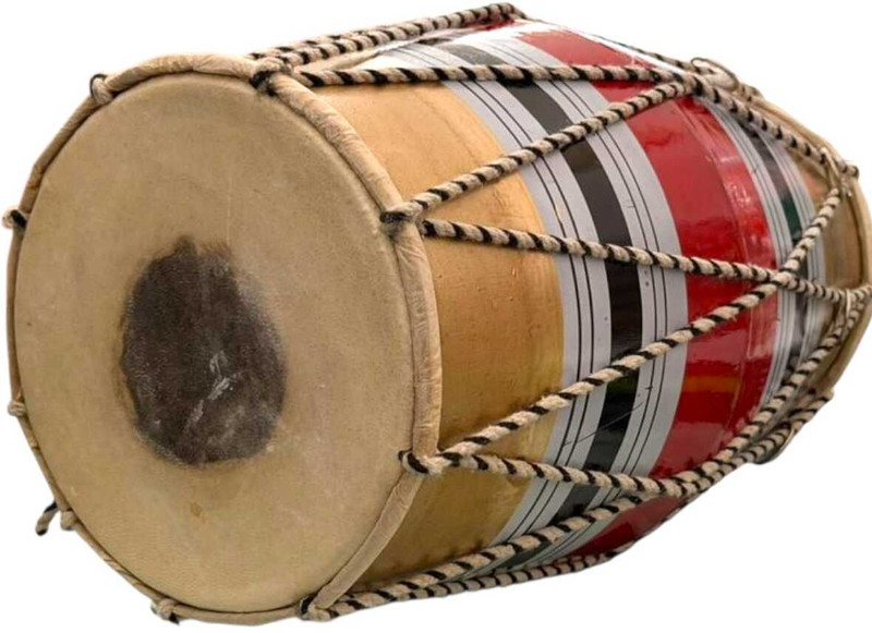 Nszara Rope and Rings baby dholak 12 inches red colour Rope & Rings Dholak (Multicolor) Rope & Rings Dholak(Red)