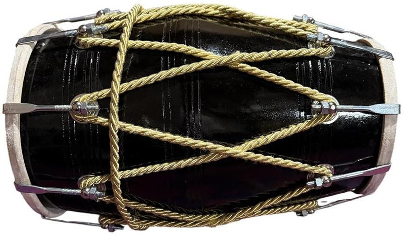 Ariston A1 Premium Handcrafted Wooden Dholak | 18inches | For Puja & Folk Music Nut & Bolts Dholak(Black)