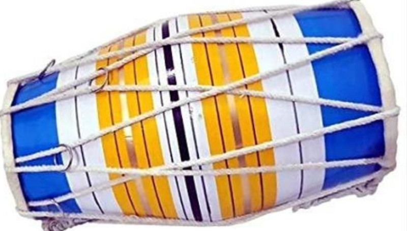 SK Musical Dholak Woodan 12 inch Multocolor Rope & Rings Dholak(Multicolor)