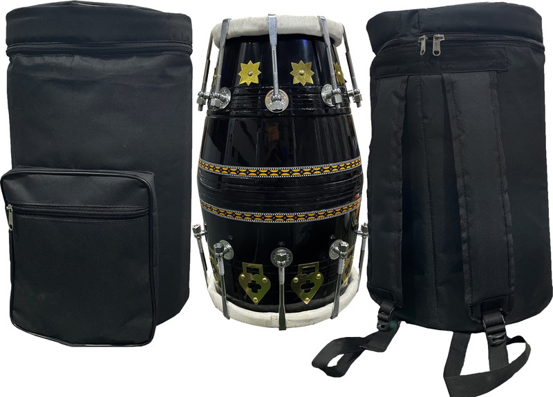RAM musical Black Gllocy Polish Professional Dholak Nut & Bolts Dholak(Black)