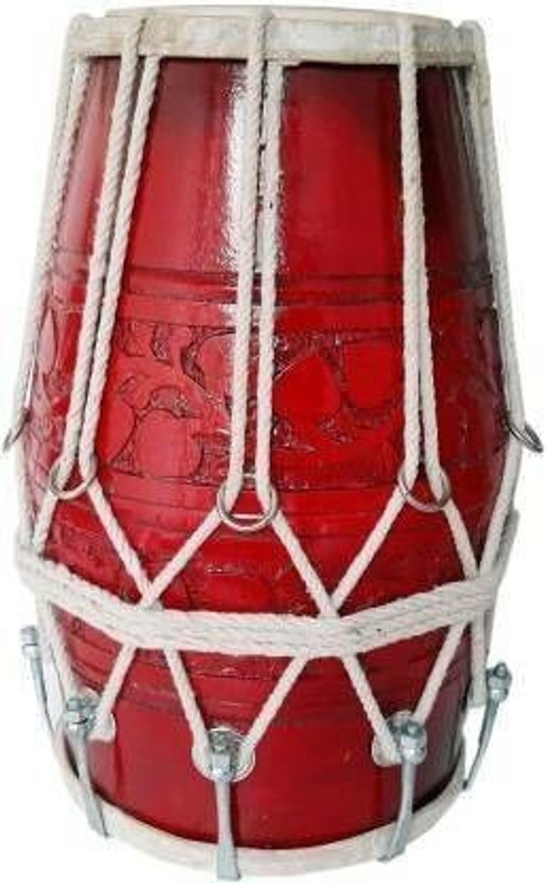 AMROHA ENT musical Dholak Carbing Red polish Nut & Bolts Dholak-545 FK-15 Nut & Bolts Dholak(Red, White)