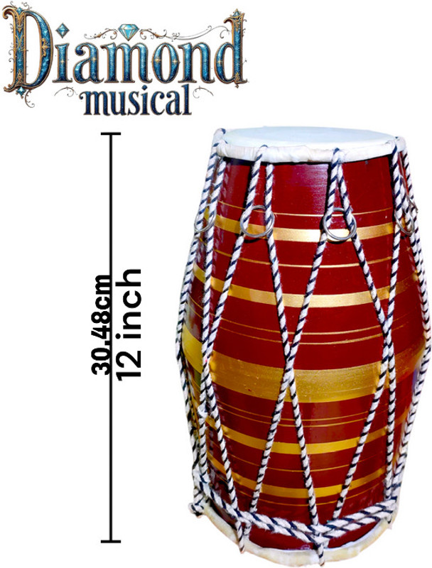 M/S Diamond Musical Indian music instrument plastic baby dholak rope and rings (golden brown Rope & Rings Dholki(Brown)