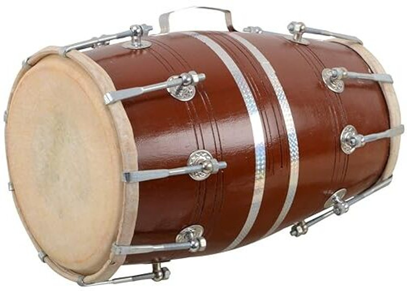 BestBrother Wooden Dholak Indian Folk Musical Instrument Drum Nuts N Bolt With Cover Nut & Bolts Dholak(Brown)