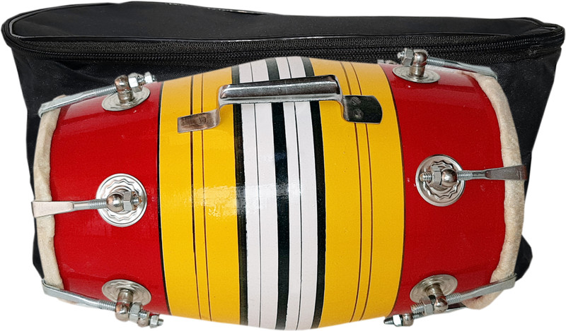 RAM musical Beautiful Red 12 Inch Baby Dholak With Bag Nut & Bolts Dholak(Multicolor)