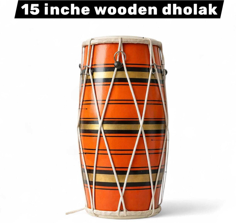 rktrading 009 ORANGE DHOLAK RK Rope & Rings Dholak(Orange)