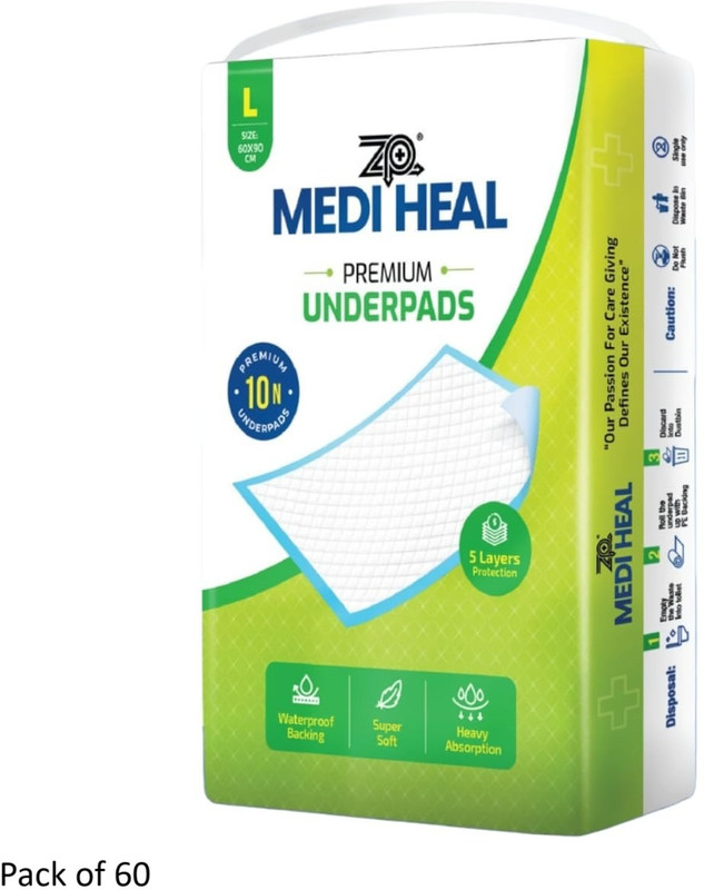 OTICA Premium Disposable Underpads Super Absorbent, Leak-Proof (60, L - 60 * 90). Diaper Bag Dispenser(60 Bags)