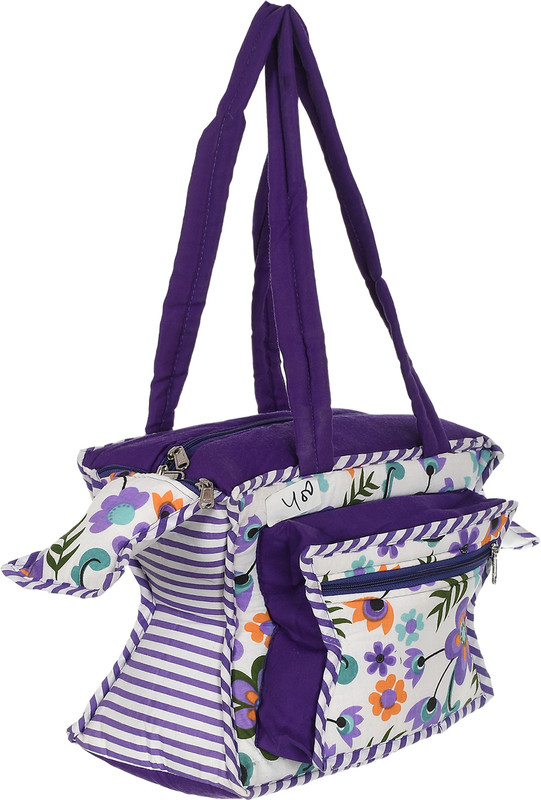 HOMESTIC by Kuber Industries Cotton Multiuses Floral Print Mothers Bag For Traveling & Storing (Purple) Mothers Bag(Purple)
