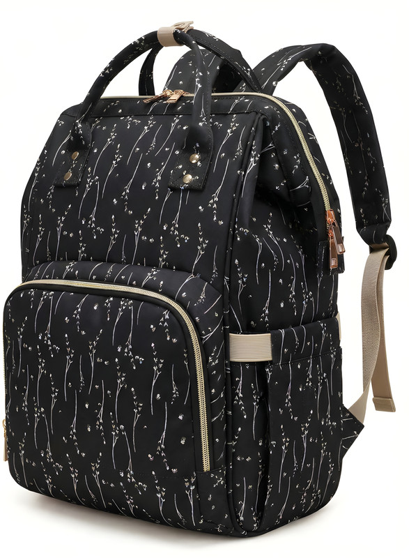 ShopyVid Diaper Bag for Mothers | Maternity Bag for Travel | New Born Baby Diaper Bag for Mother, Insulated Bottle Pockets (Waterproof, 17 litres)(Flora Black)
