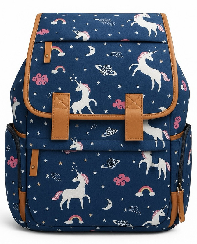 Observe Collection Baby Diaper Bag Grey Color Unicorn Print Daiper Bag(Blue)