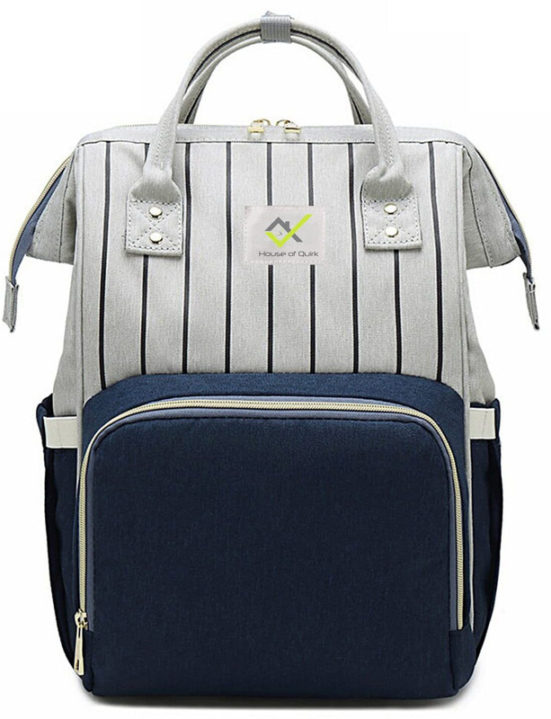 HOUSE OF QUIRK DIAPER_BAG_DBLUE/GREY_STRIPE Diaper Bag(Dblue/Grey)