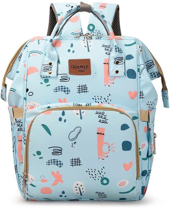 Chinmay Kids Large Capacity Mother Bag Diaper Backpack with Insulated Bottle Storage Diaper Bag(Sky Blue Heart)