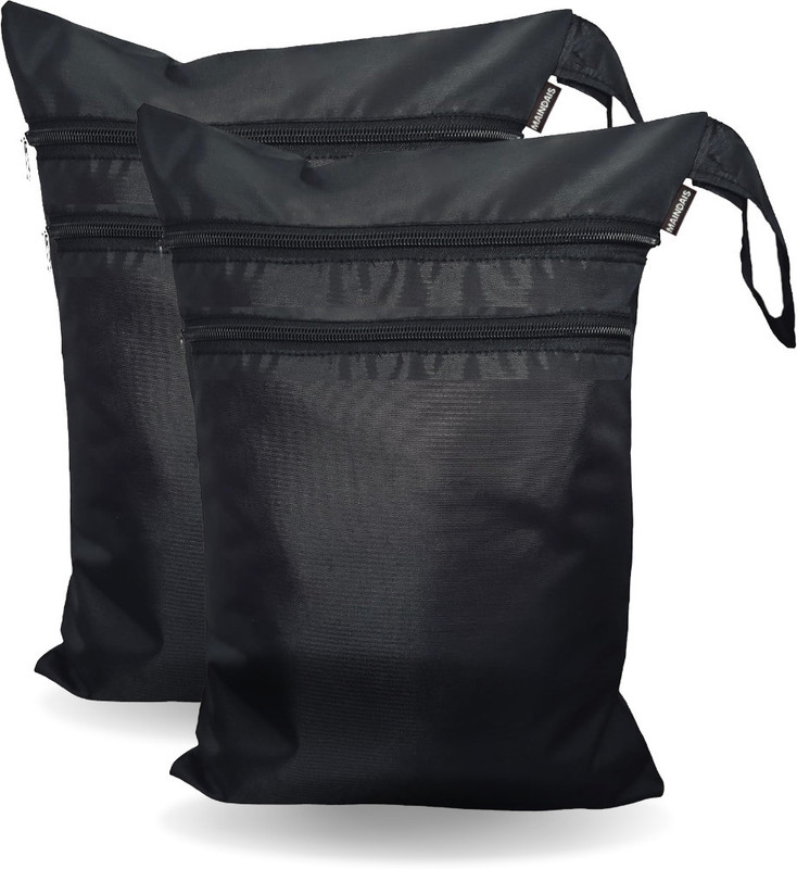 MAINDAIS Waterproof Wet Bag, Washable, Reusable for Travel for Dirty Clothes(Pack of 2) wet bag(Black)