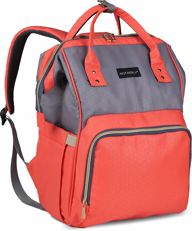 MOTHERLY Stylish Babies Diaper Bagpack for Mothers (Orange & Gray) Backpack Diaper Bag, Messenger Diaper Bag(Orange & Gray)