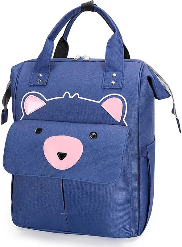 HOUSE OF QUIRK Bear Print Baby Diaper Bag Maternity Backpack-41X18X25.5 Cm NA(Blue)
