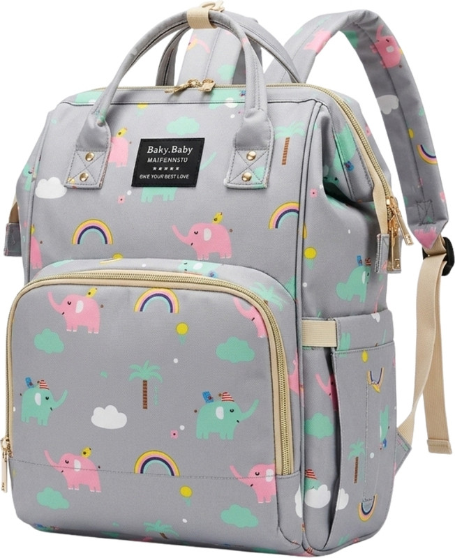 NikkiPuchu Printed Waterproof Mommy Bag Diaper Backpack with Multi Compartments Diaper Backpack / Mommy Bag(Grey)