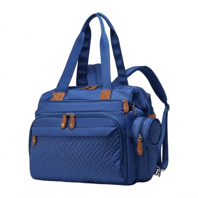 NikkiPuchu Nikki Puchu Premium Quilted Waterproof Diaper Tote Bag with Mini Pouch - Grey Tote Diaper Bag(Blue)