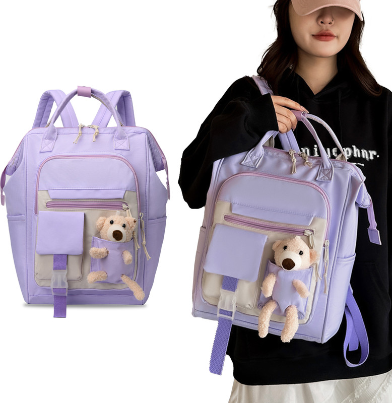 Bembika The Ultimate Mother Bag For New Born Baby Stylish Diaper Bags With Big Storage Capacity Make Diapering & Nursing Easy With Maternity Backpack(Purple With Teddy)