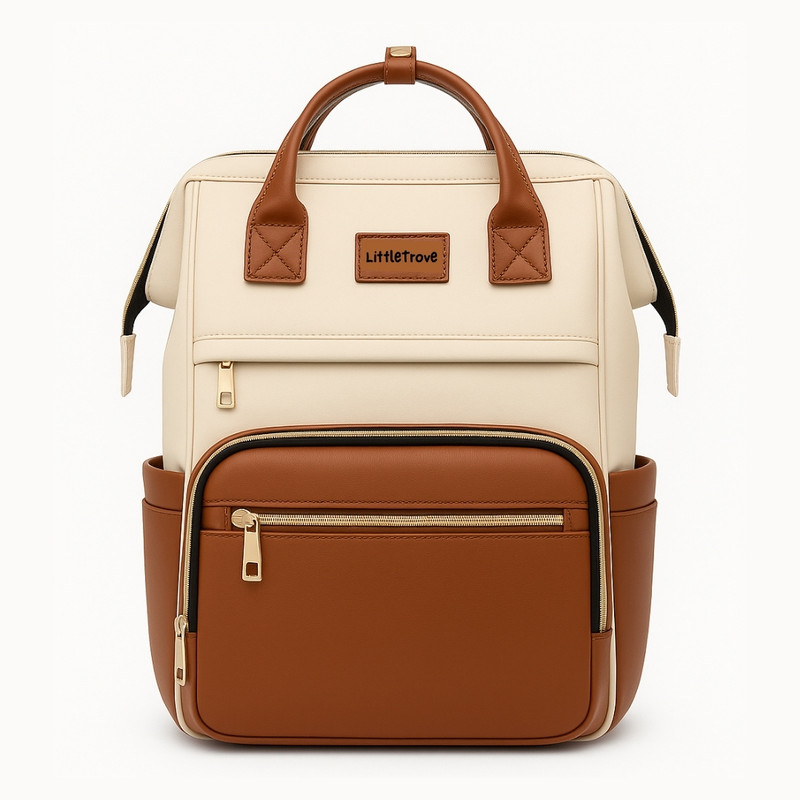 LittleTrove Premium Maternity Baby Travelling Bag Stylish, Spacious Baby Backpack Diaper Backpack(Brown and Cream)