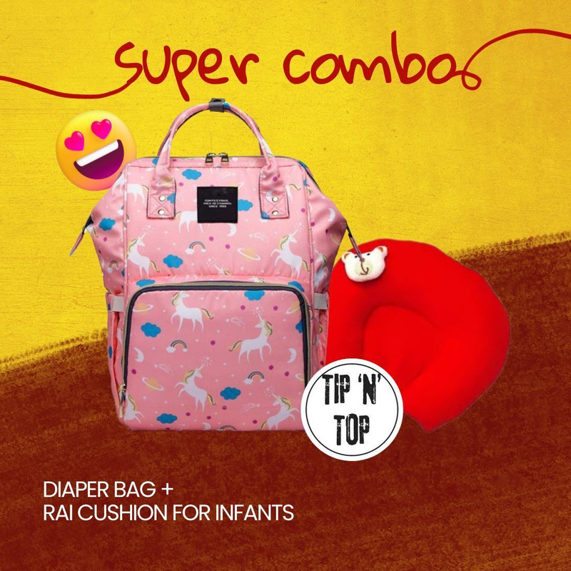 HOUSE OF COMMON Pink Diaper Bag with Pillow Baby Diaper bag & pillow(Pink)