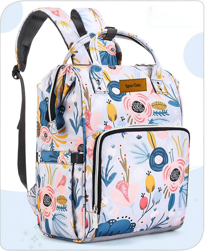 Laee cute Baby Diaper Bag for Mothers Waterproof Backpack Multiple Pockets baby diaper bag baby diaper bag(light pink print)