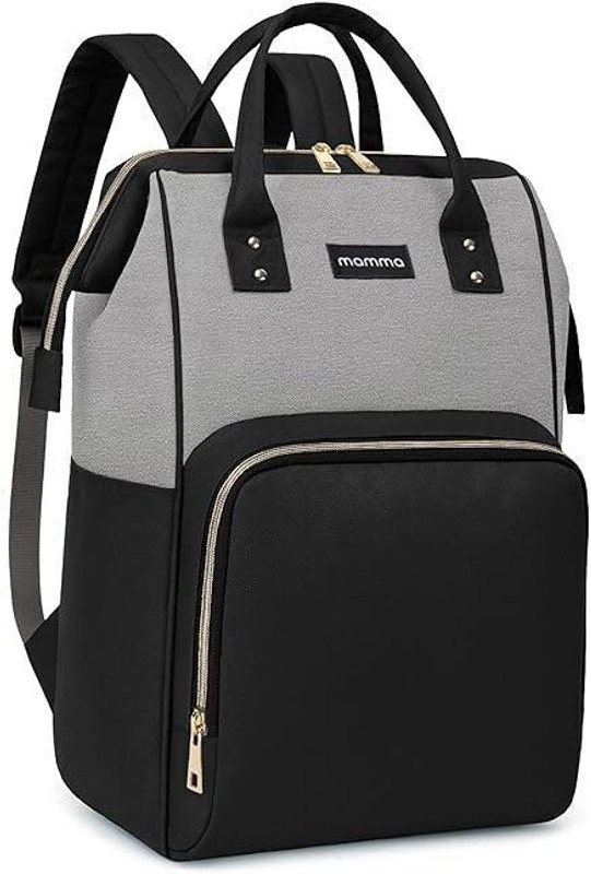 MAMMA Baby Diaper Bags for Mom for Travel 12 Pockets Baby Diaper Bags with 9 Months Warranty(Black & Grey)