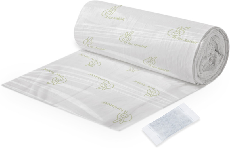 R for Rabbit Trash Bag with Carbon Filter | Biodegradable Trash Bag for Baby Diapers Disposal Bag(White)