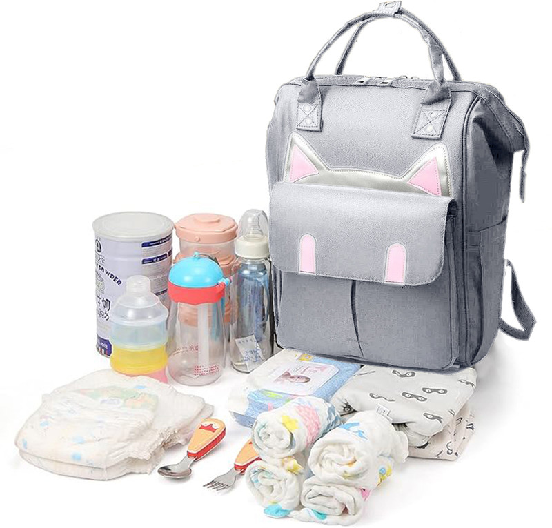 BABYMOON Mother Bag Lightweight Multifunction Travel Unisex Diaper Bag Backpack - Kitty Diaper Bag(Grey)