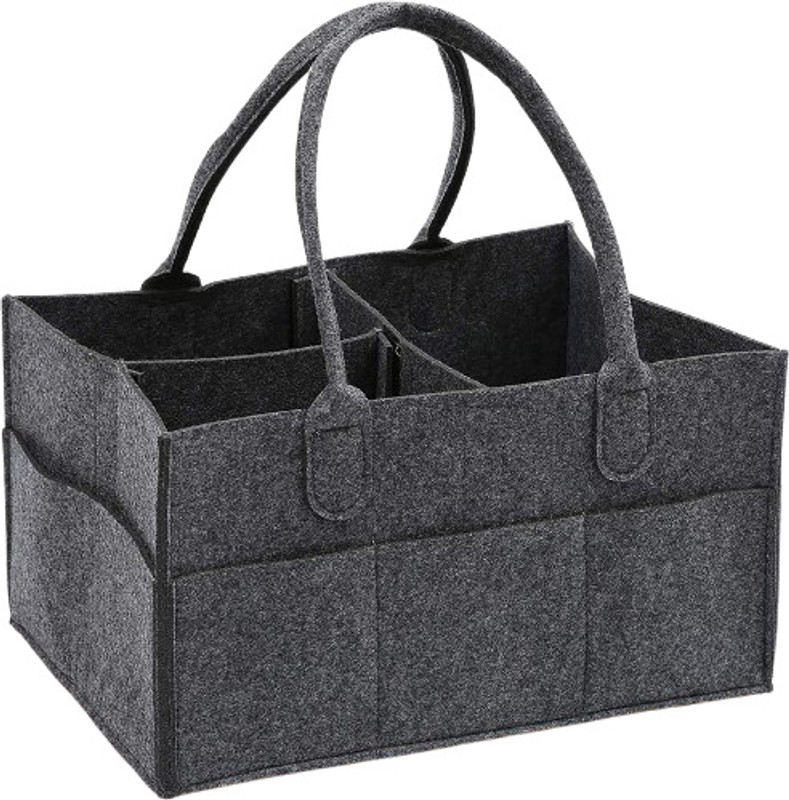 Kemiv Portable Felt Diaper Caddy Organizer with Removable Dividers For Women(Black)