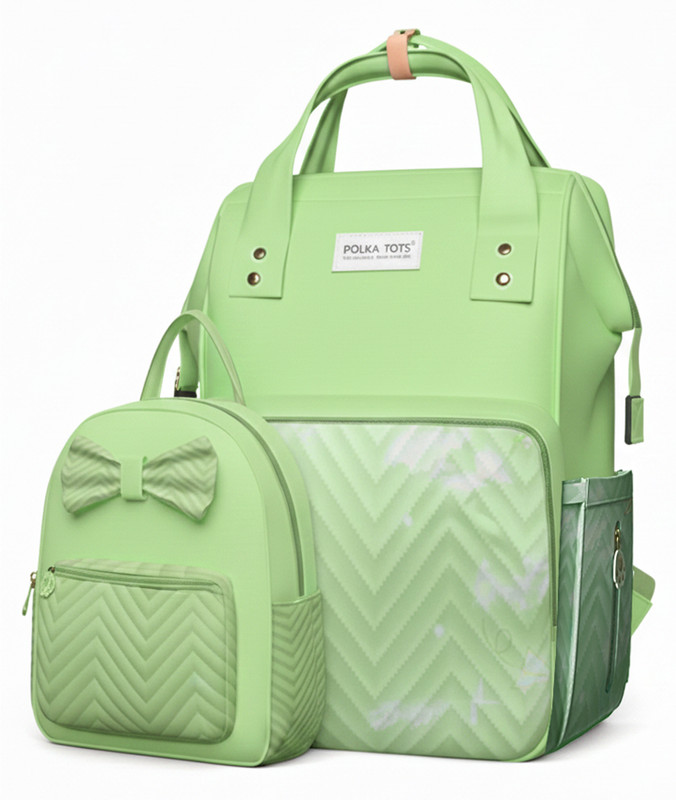 POLKA TOTS MamaMini Luxe Duo Diaper Backpack With Baby Bag Diaper Bag(Green)