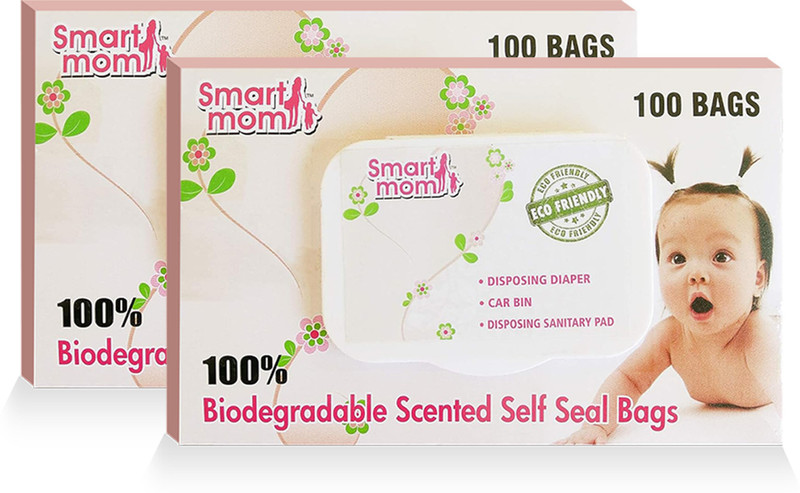 TurtleGrip Smart mom Scented Bags Bio-degradable Trash Bag, disposing Sanitary Pads, Daiper bag(white-Pack of 200)