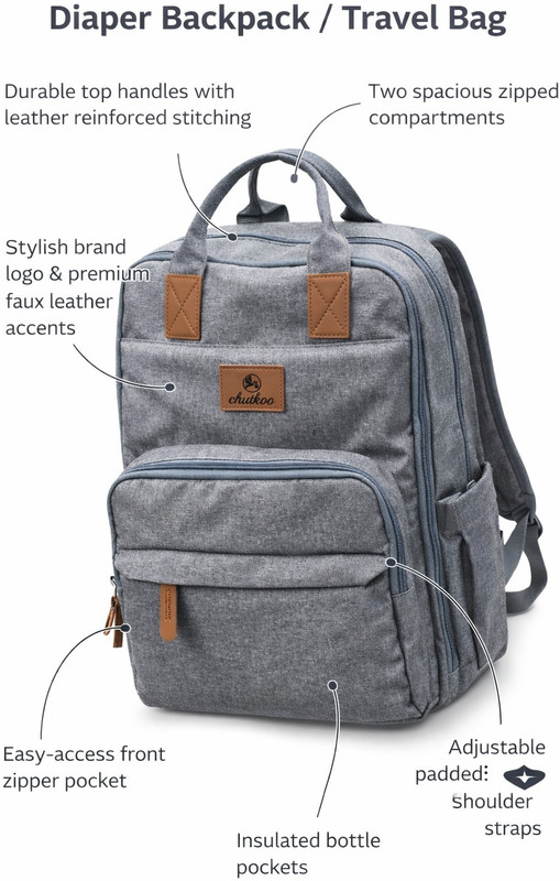 chutkoo Waterproof diaper backpack for Baby Travel Baby Bag for Mom & Dad(Grey)
