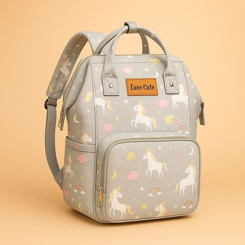 Laee cute Of Baby Diaper Bag Maternity Backpack Grey Horse Printed Printed Diaper Bag printed diaper bag(Grey)