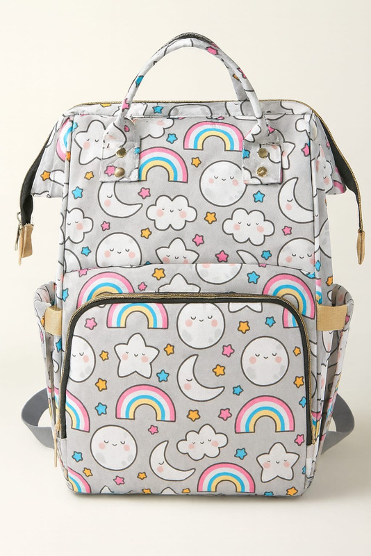 Observe Collection Baby diaper bag Grey Cloud print Backpack(Grey)