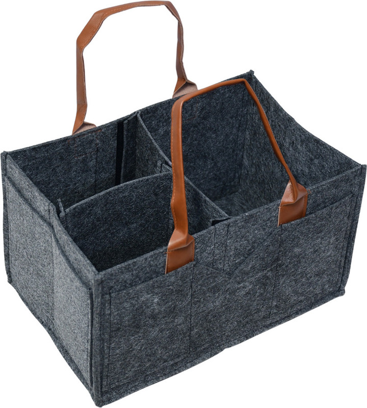 JDAM Baby Diaper Storage Organizer Nappies Bag For All newborn Baby Products Nursery Basket, Multipurpose Bag(Dark Grey with Leather Handle)
