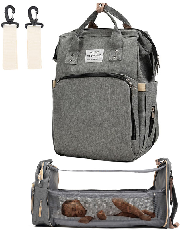 TINYBERG NestRest Pro 3-in-1 Travel Diaper Bag - Insulated Pockets and Charging Port Backpack Diaper(Pebble Grey)