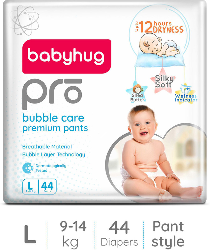 babyhug Pro Bubble Care Premium Pant Style Diaper Large (L) Size - 44 Pieces - L(44 Pieces)