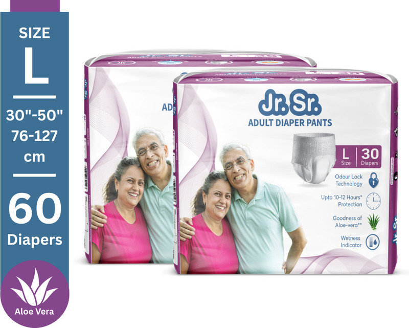 Jr. Sr. Pull-up Pants with Wetness Indicator | 76-127 cm (30"-50") | Pack of 1 | Adult Diapers - L(10 Pieces)