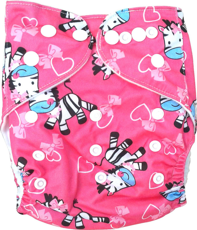 Etsi Bitsi Baby Cloth reusable diaper Zebra Print with 5 layer white insert