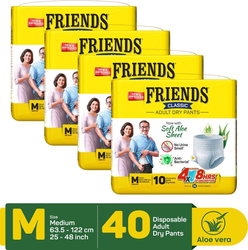 FRIENDS Classic Pants with odour lock and Anti-Bacterial Absorbent Core Adult Diapers - XXL(10 Pieces)