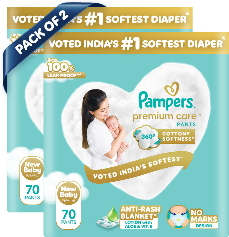 Pampers Premium Care Pants with 360 Cottony Softness - New Born(70 Pieces)