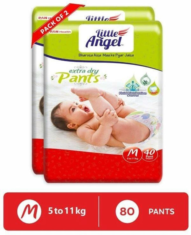 Little Angel Baby Diaper Pants (2 x 40 Pcs) - M(80 Pieces)