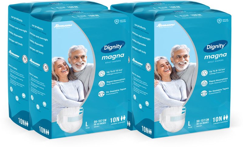 DIGNITY Magna Tape Style Adult Diapers - L(40 Pieces)