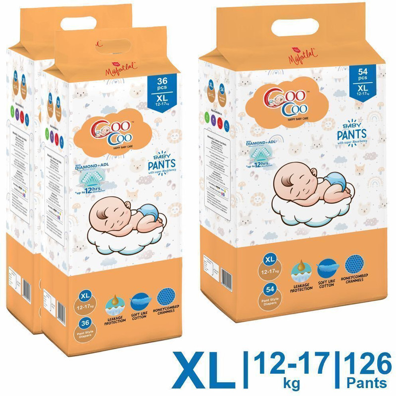 Coo Coo Baby Pants Style Diaper Size X-Large - XL(126 Pieces)