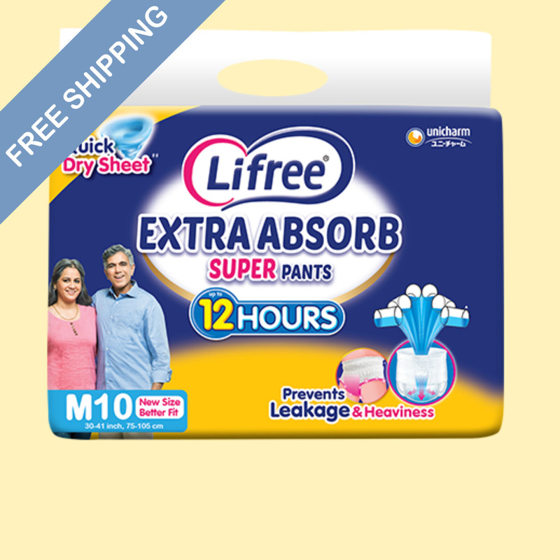 LIFREE Unisex Adult Diaper Pants, Medium, 10 Count, 6-Glass Absorb, Leak-Proof Comfort Adult Diapers - M(10 Pieces)